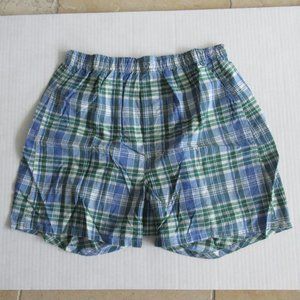 J Crew Men's Cotton boxer shorts plaid Size 38 Green Blue, New.